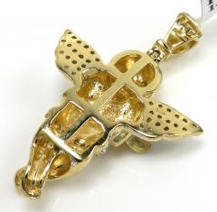 14k yellow gold small diamond praying angel pendant 0.18ct