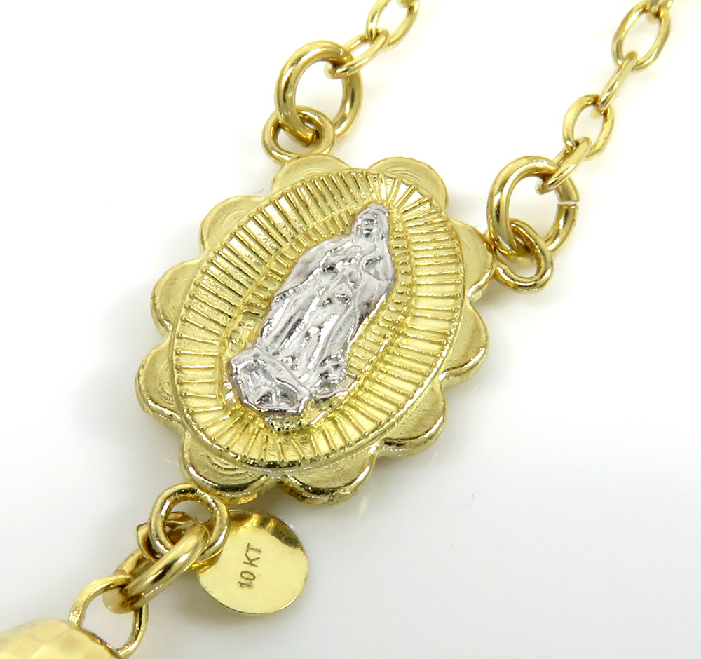 10k yellow gold disco ball bead rosary chain 26 inch 6mm 