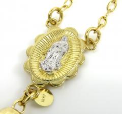 10k yellow gold disco ball bead rosary chain 26 inch 6mm 