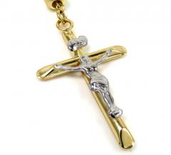 10k yellow gold disco ball bead rosary chain 26 inch 6mm 