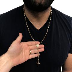 10k yellow gold disco ball bead rosary chain 26 inch 6mm 