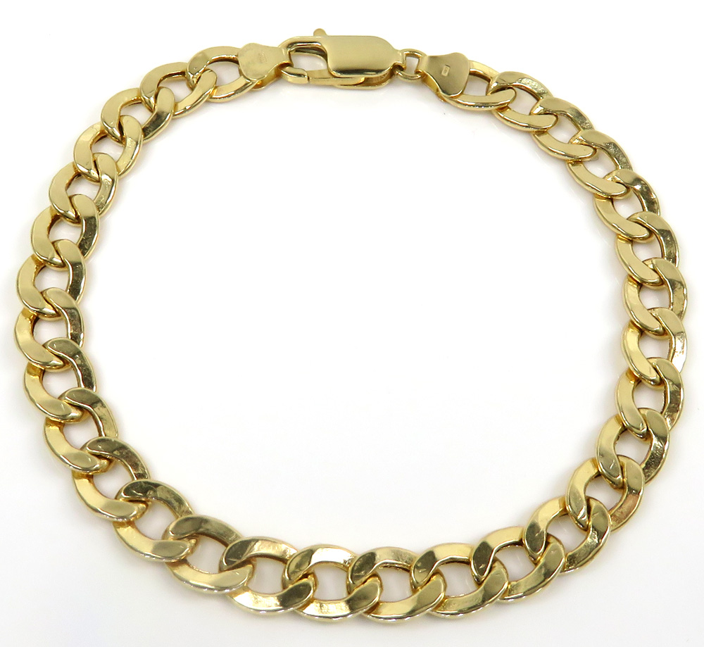 10k yellow gold hollow cuban bracelet 8.50 inch 7.5mm 