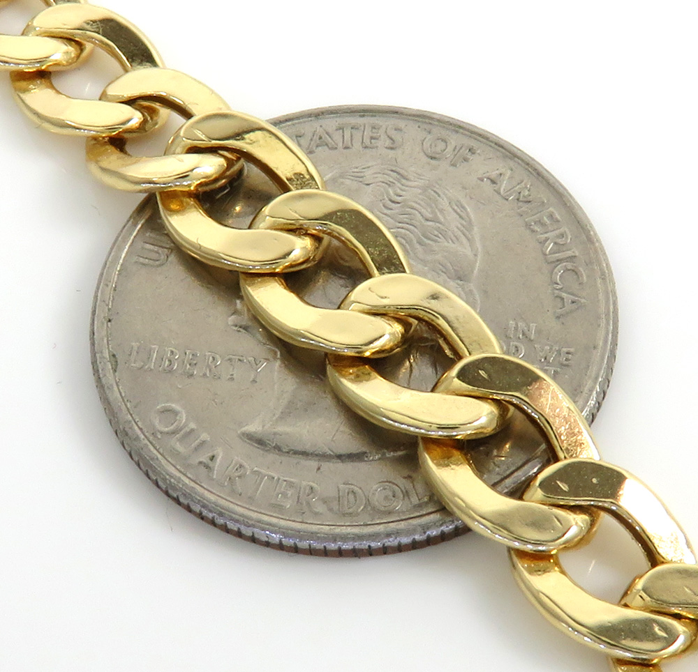 10k yellow gold hollow cuban bracelet 8.50 inch 7.5mm 