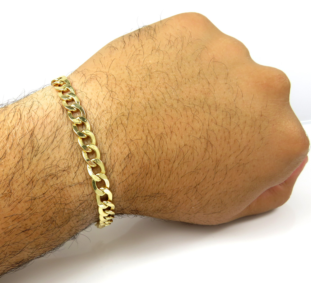10k yellow gold hollow cuban bracelet 8.50 inch 7.5mm 