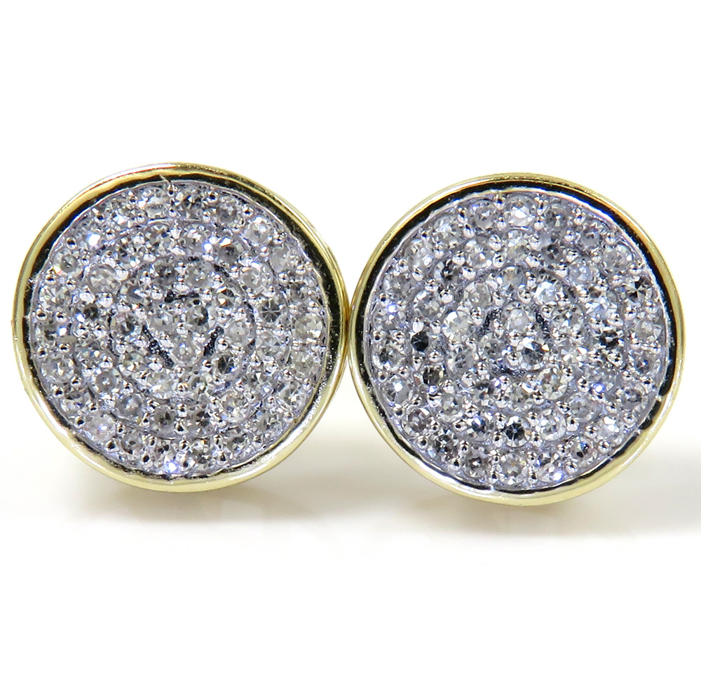 14k gold diamond snow cap 9.50mm earrings 0.40ct