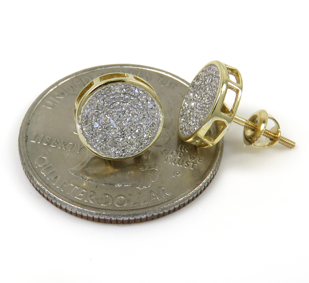 14k gold diamond snow cap 9.50mm earrings 0.40ct