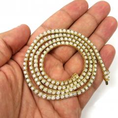 14k yellow gold round 5  pointer diamond illusion tennis chain 3.70mm 6.50ct 16-26
