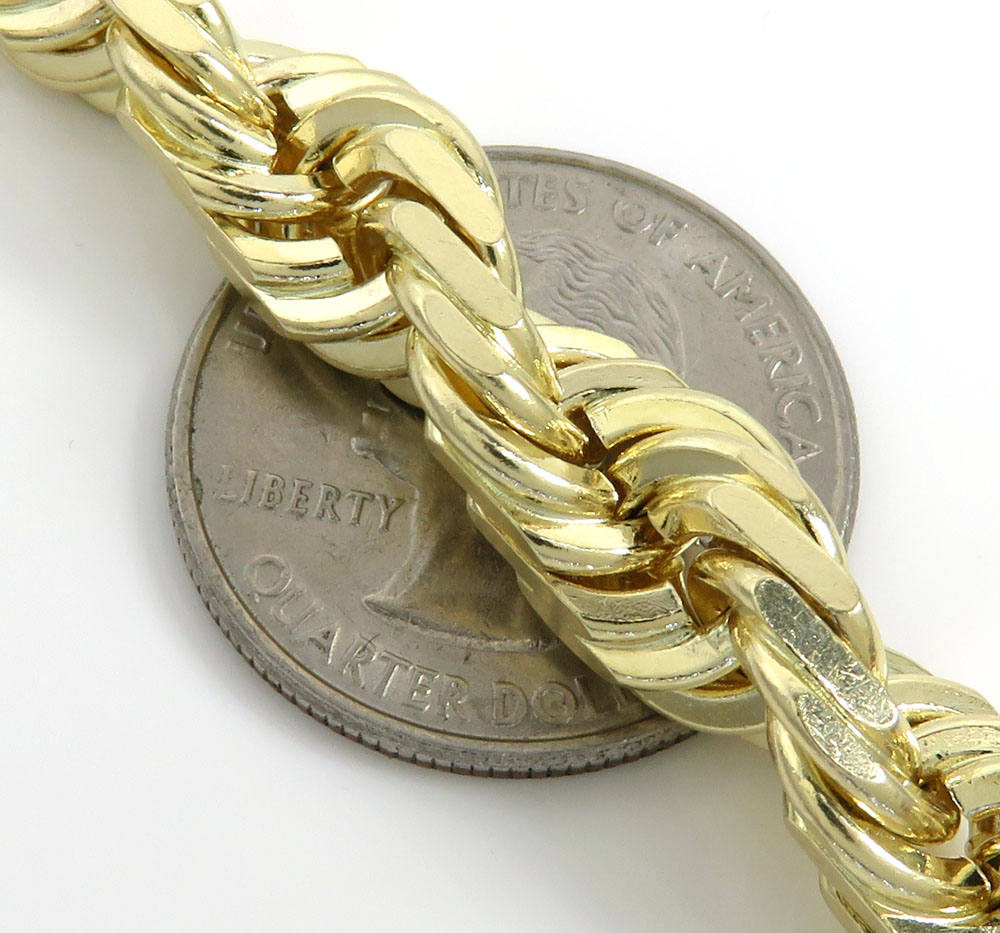 10k yellow gold solid diamond cut rope chain 22-26 inches 9mm - Image 3