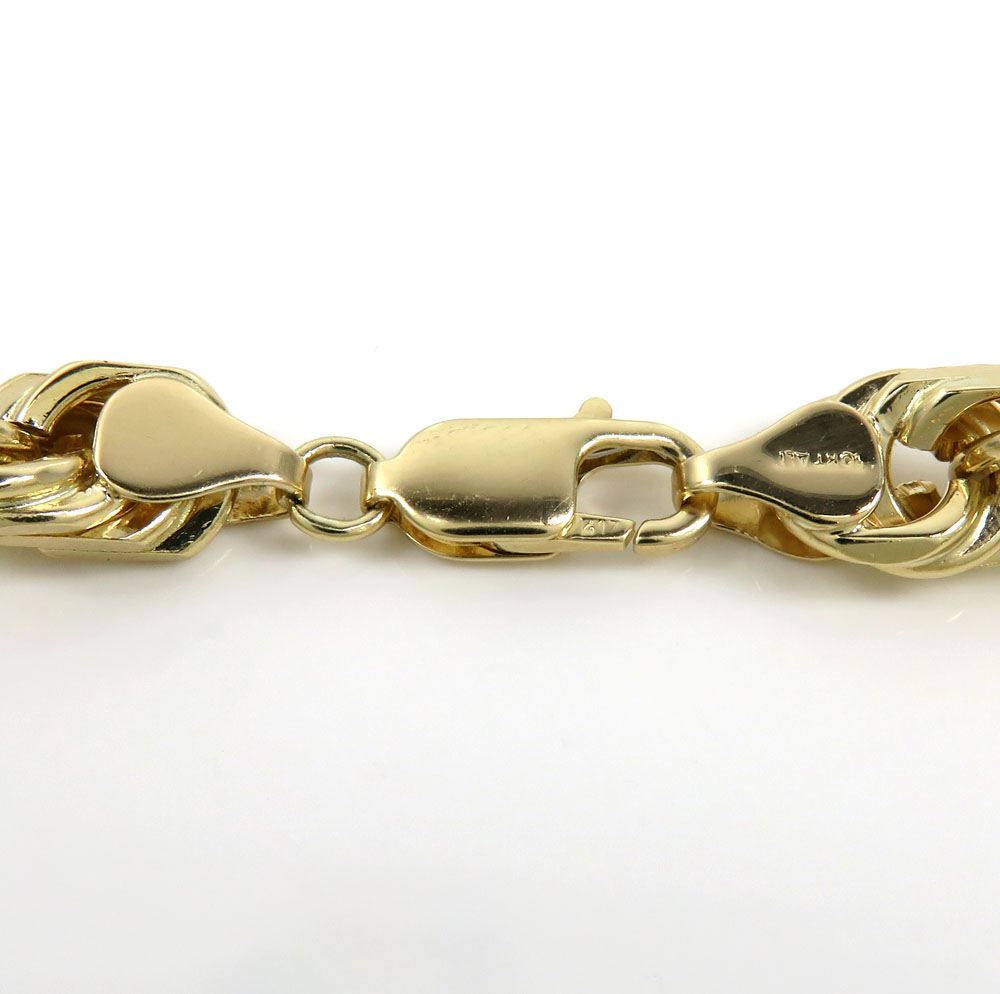 10k yellow gold solid diamond cut rope chain 22-26 inches 9mm - Image 4