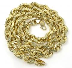 10k yellow gold solid diamond cut rope chain 22-26 inches 9mm 