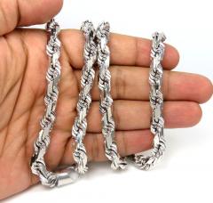 10k white gold solid diamond cut rope chain 22-30 inches 7.50mm 