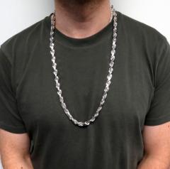 10k white gold solid diamond cut rope chain 22-30 inches 7.50mm 