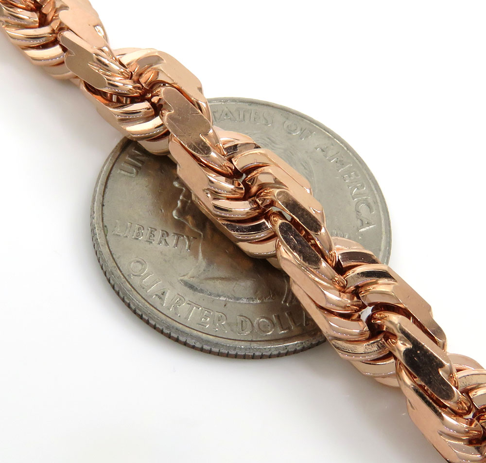 10k rose gold solid diamond cut rope chain 20-26 inches 7.5mm