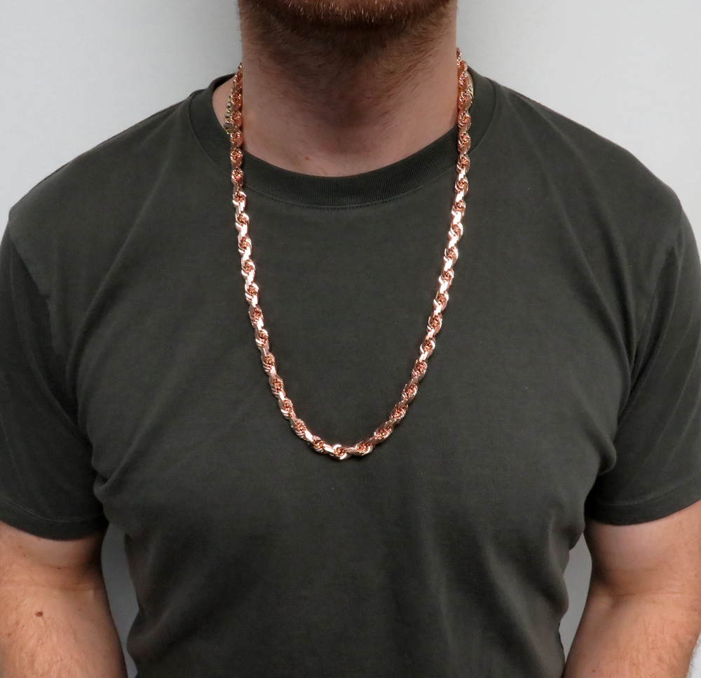 10k rose gold solid diamond cut rope chain 20-26 inches 7.5mm - Image 6