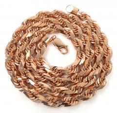 10k rose gold solid diamond cut rope chain 20-26 inches 7.5mm