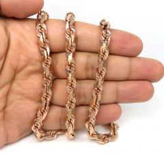 10k rose gold solid diamond cut rope chain 20-26 inches 7.5mm