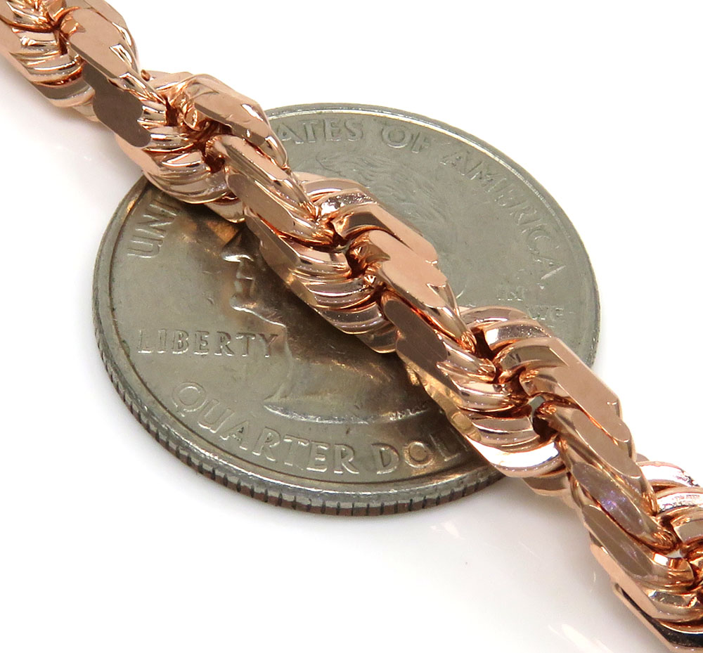 Solid 10K Rose Gold Chain, 10k Rose Gold Necklace, Ladies Rose Gold Chain,  10K Rose Gold Rope Mirror Cable Diamond Cut Chain