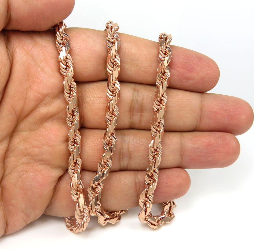 10k rose gold solid diamond cut rope chain 20-26 inches 7mm - Image 5