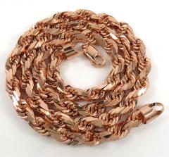 10k rose gold solid diamond cut rope chain 20-26 inches 7mm