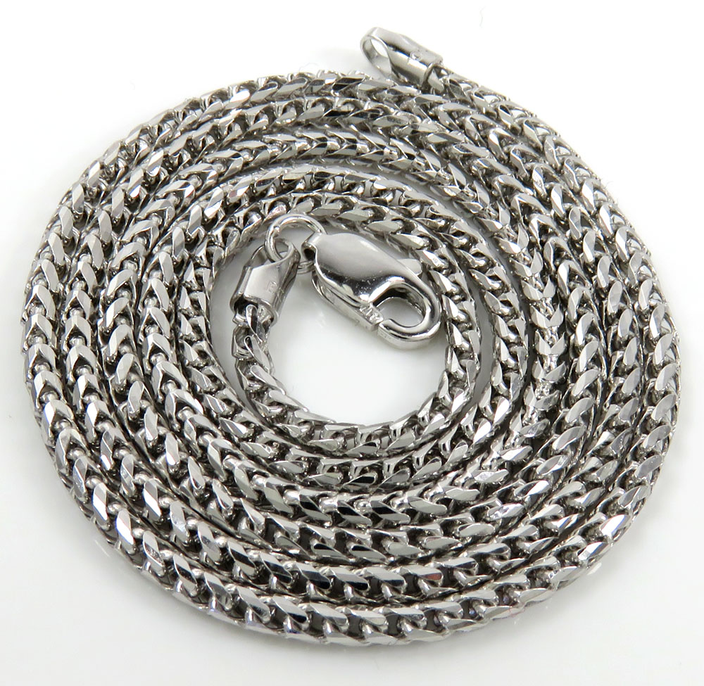 10k white gold solid franco link chain 18-24 inch 2mm