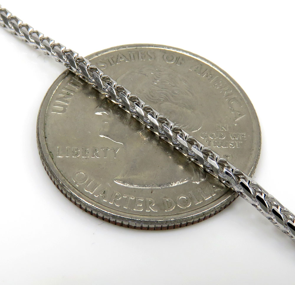 10k white gold solid franco link chain 18-24 inch 2mm