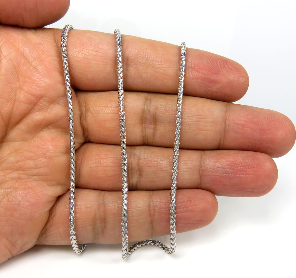 10k white gold solid franco link chain 18-24 inch 2mm