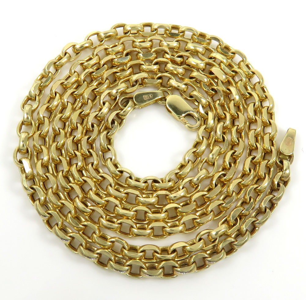 10k yellow gold hollow beveled edge cable chain 24 inch 3mm