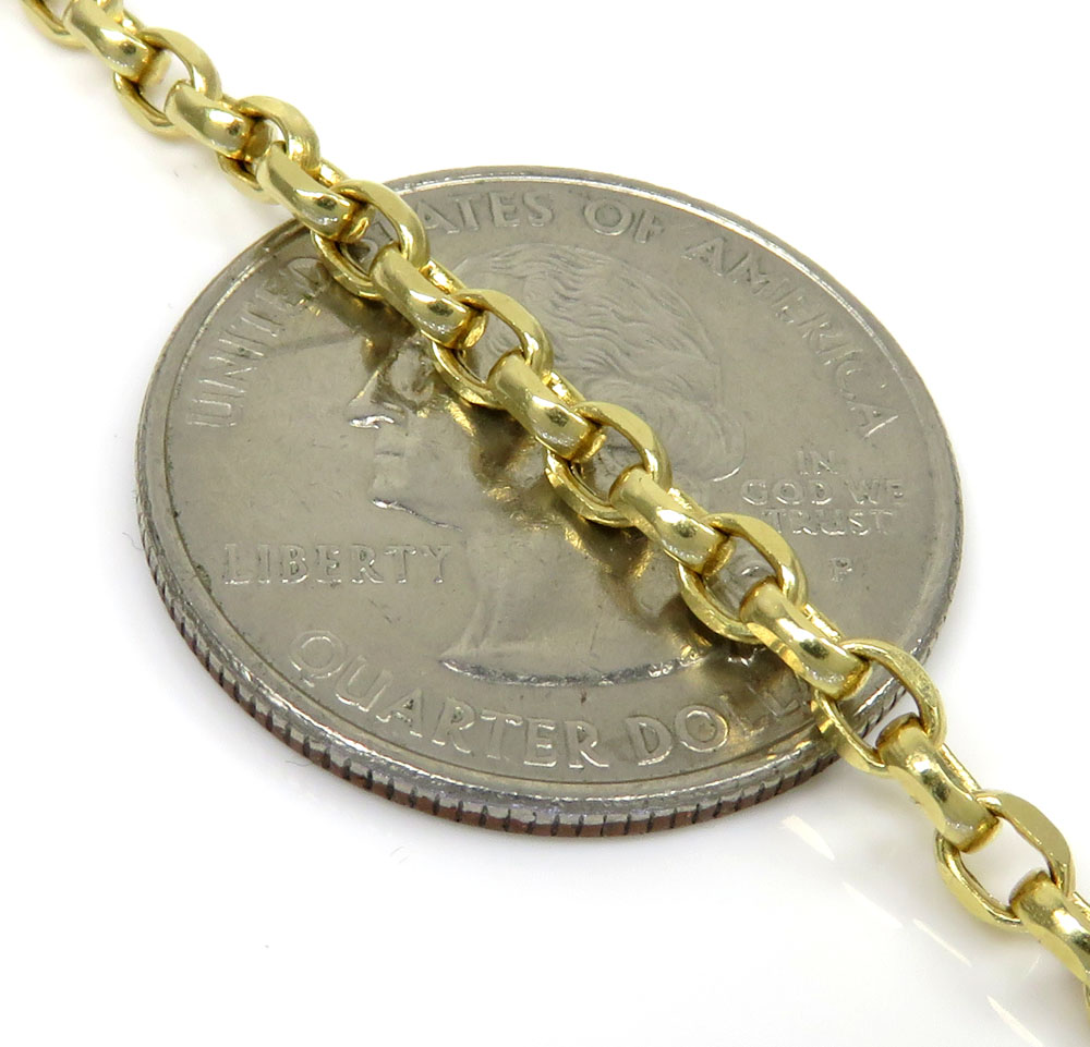 10k yellow gold hollow beveled edge cable chain 24 inch 3mm