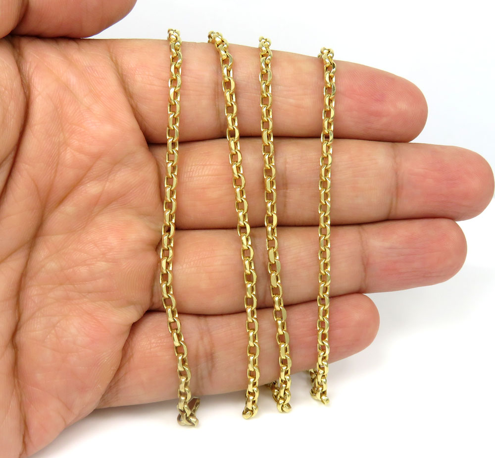 10k yellow gold hollow beveled edge cable chain 24 inch 3mm - Image 5