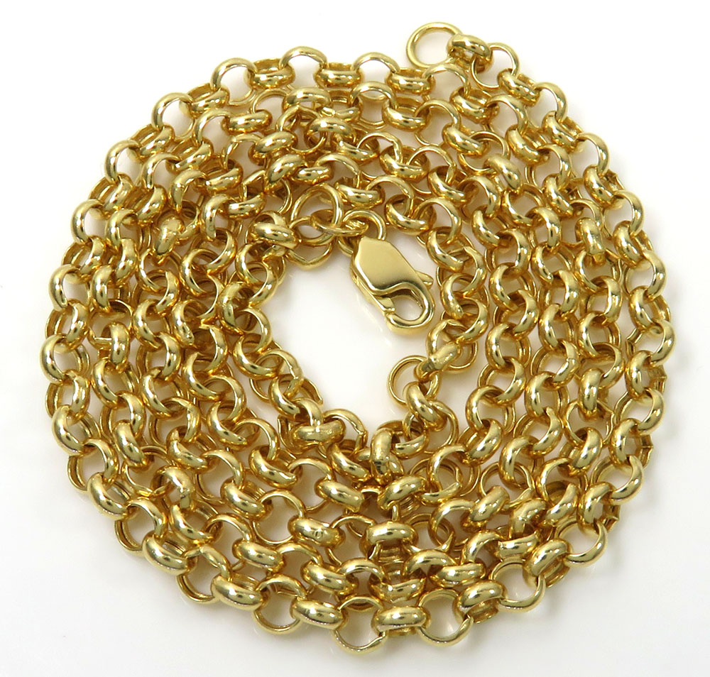 14k solid yellow gold circle link chain 18-22 inch 3.8mm - Image 2