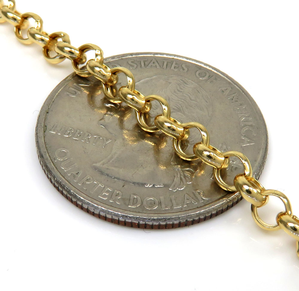 14k solid yellow gold circle link chain 18-22 inch 3.8mm - Image 3