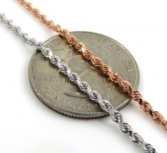 10k solid rose or white gold rope chain 18-24 inch 1.70mm
