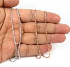 10k solid rose or white gold rope chain 18-24 inch 1.70mm