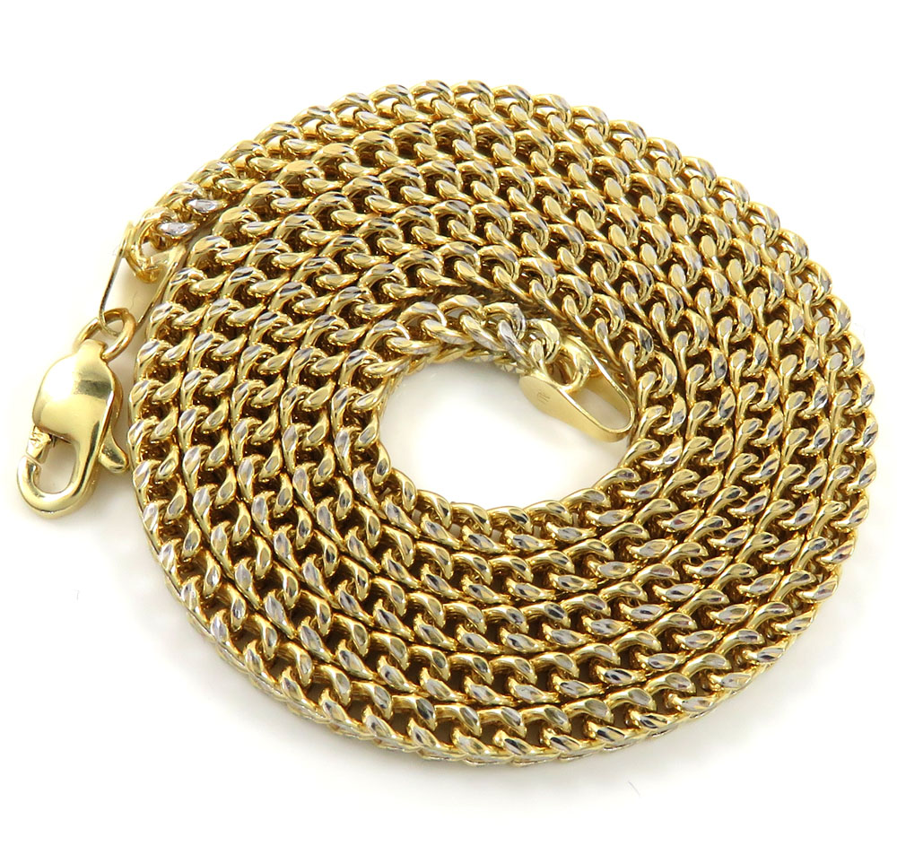 10k yellow gold hollow diamond cut franco chain 18-24 inch 3mm