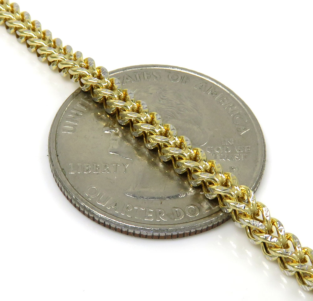 10k yellow gold hollow diamond cut franco chain 18-24 inch 3mm