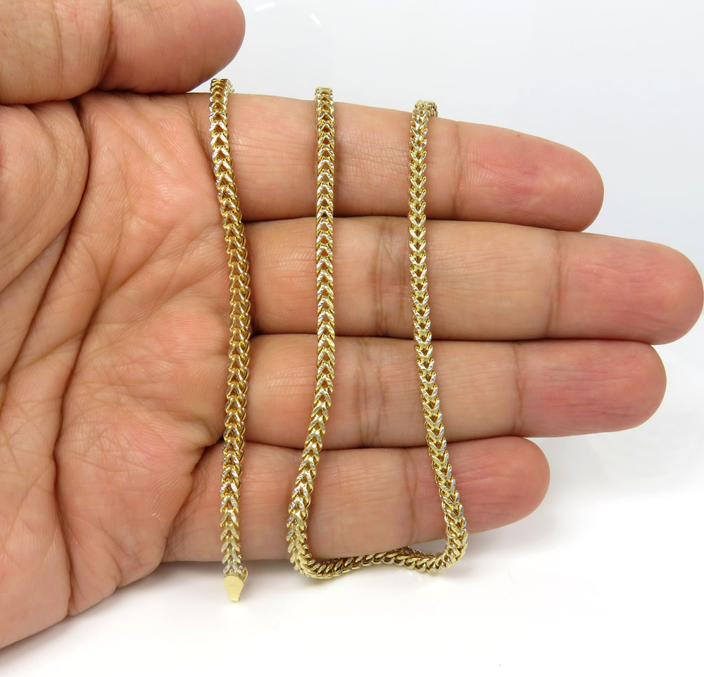 10k yellow gold hollow diamond cut franco chain 18-24 inch 3mm - Image 5