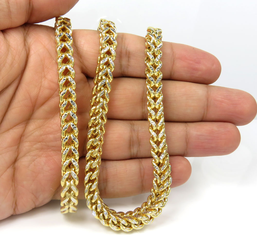 10k yellow gold diamond cut franco link chain 18-26 inch 6mm