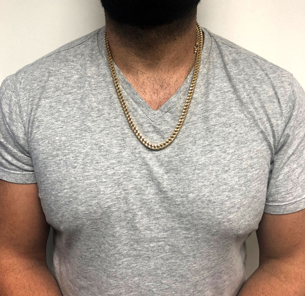 10k yellow gold diamond cut franco link chain 18-26 inch 6mm