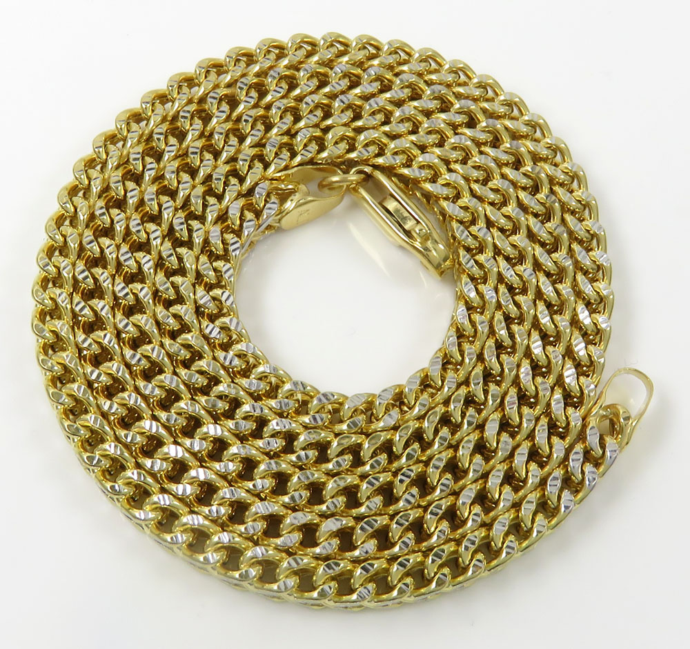 10k yellow gold diamond cut franco link chain 18-26 inch 4mm