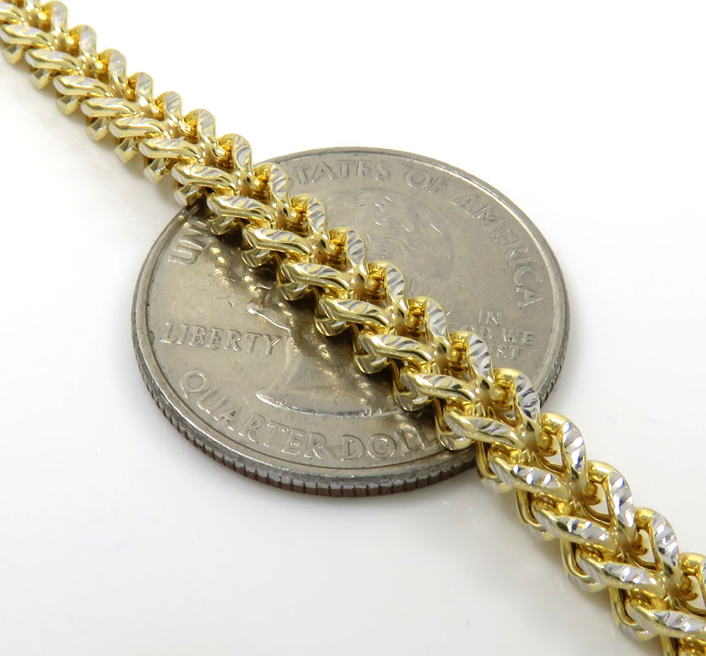 10k yellow gold diamond cut franco link chain 18-26 inch 4mm - Image 3