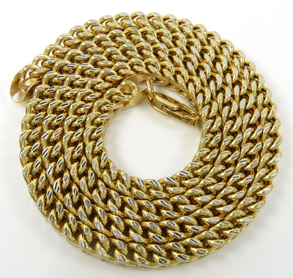 10k yellow gold diamond cut franco link chain 18-26 inch 5mm