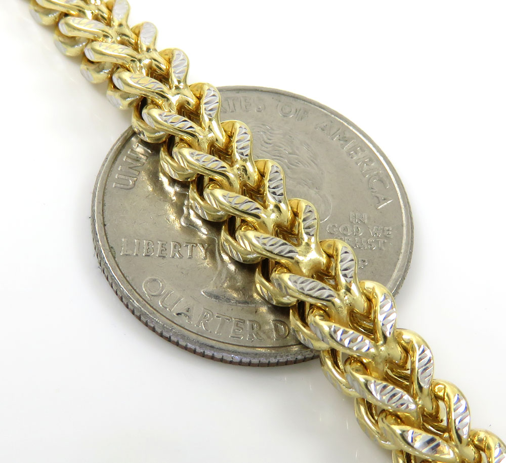 10k yellow gold diamond cut franco link chain 18-26 inch 5mm - Image 3