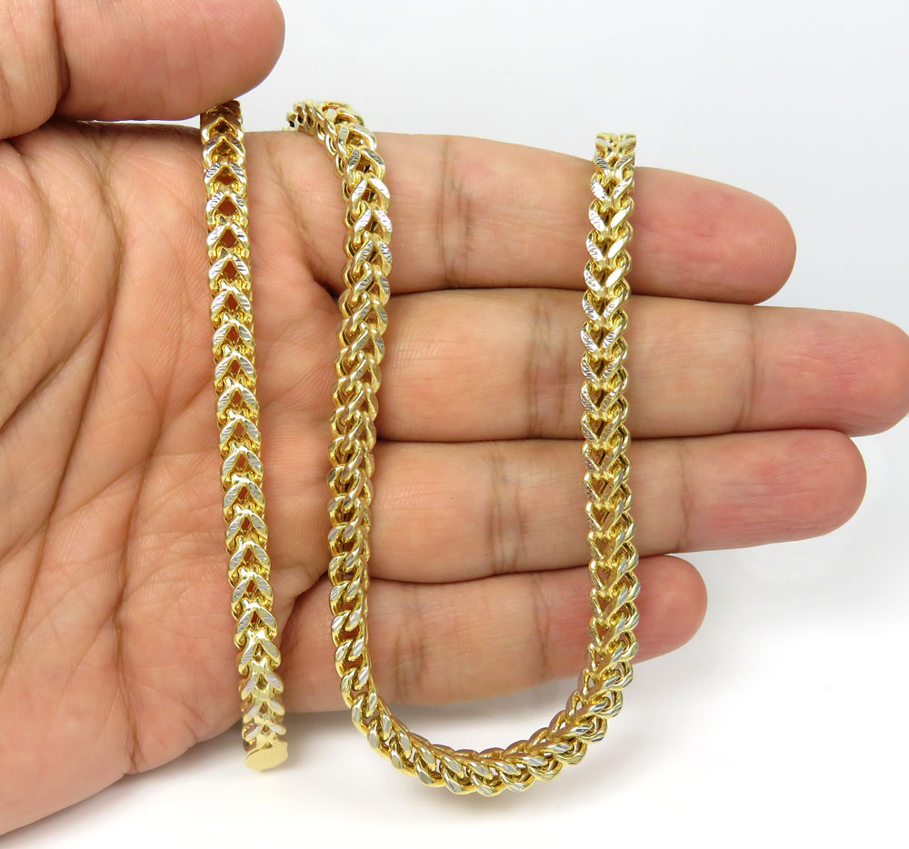10k yellow gold diamond cut franco link chain 18-26 inch 5mm - Image 5
