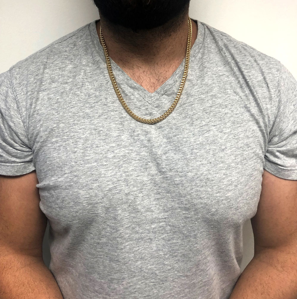 10k yellow gold diamond cut franco link chain 18-26 inch 5mm - Image 6