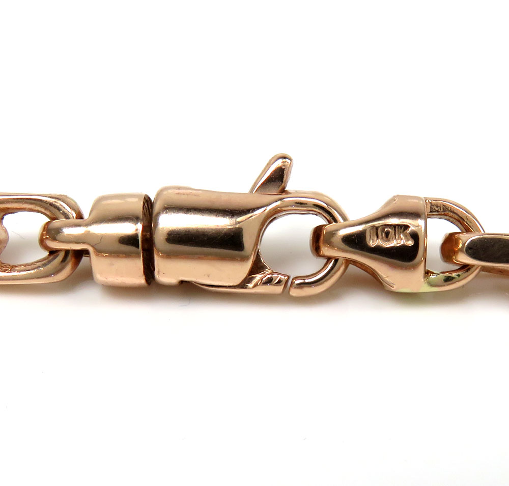 10k rose white or yellow gold solid thick cable link bracelet 8 inch 6mm - Image 3