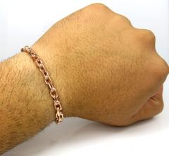 10k rose white or yellow gold solid thick cable link bracelet 8 inch 6mm