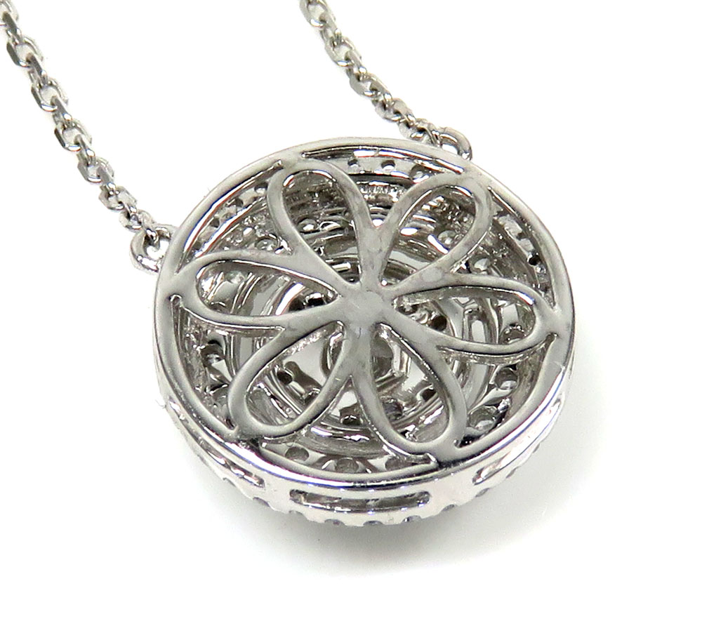 14k white gold diamond tier cluster pendant & necklace 1.16ct  - Image 4