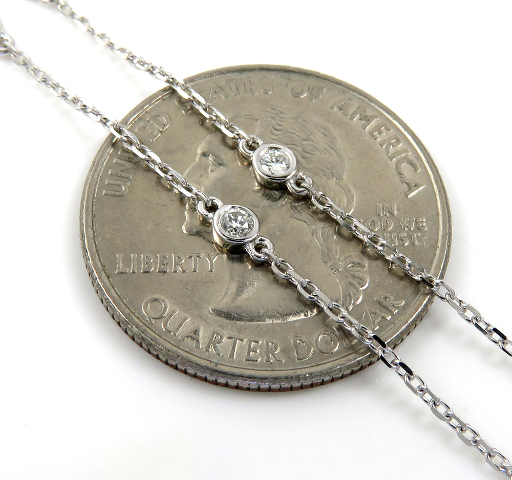 14k white gold diamond tier cluster pendant & necklace 1.16ct 