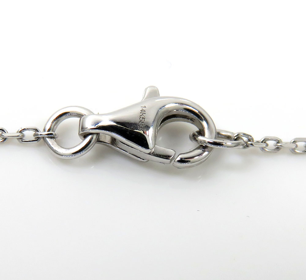14k white gold diamond tier cluster pendant & necklace 1.16ct 