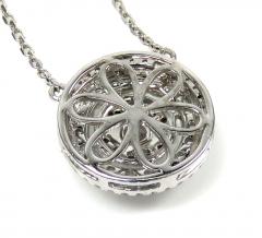 14k white gold diamond tier cluster pendant & necklace 1.16ct 